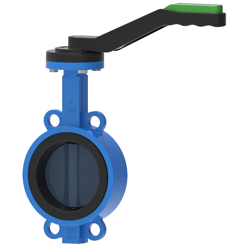 Lever Wafer Concentric Butterfly Valve Nylon Dilapisi Disc