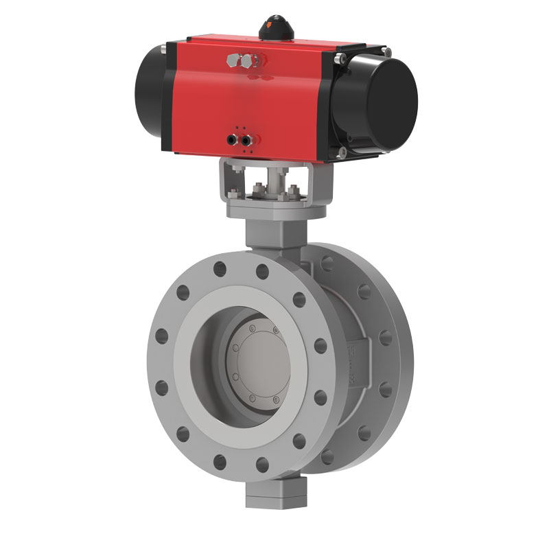 Pneumatic Flanged Metal Lenggah Kupu Valve